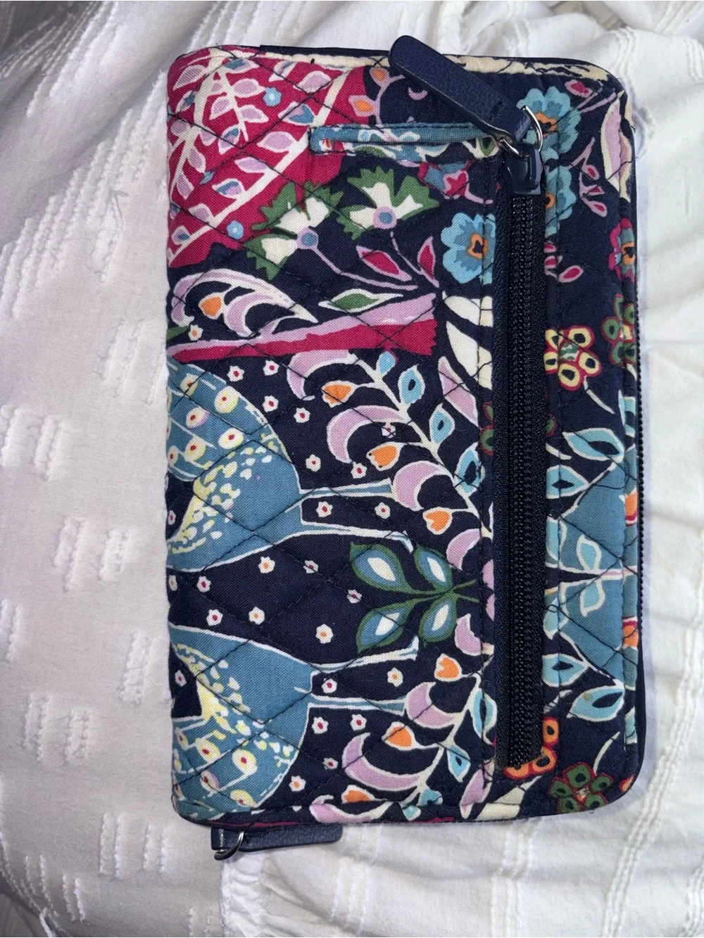 Vera Bradley Navy Floral Quilted Turn-Lock Wallet Fox Forrest